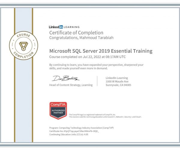 Microsoft SQL Server 2019 Essential Training